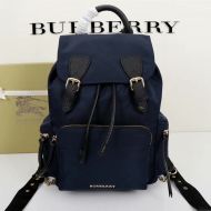 Burberry Technical Nylon And Leather Rucksack In Navy Blue