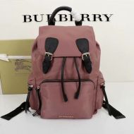 Burberry Technical Nylon And Leather Rucksack In Pink