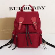 Burberry Technical Nylon And Leather Rucksack In Red