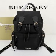 Burberry Technical Nylon And Leather Rucksack In Black