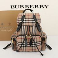 Burberry Vintage Check Canvas And Leather Backpack In Beige