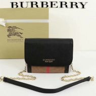 Burberry Vintage Check Canvas and Leather Crossbody Bag In Black