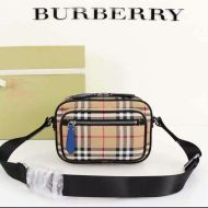 Burberry Vintage Check And Leather Camera Bag In Beige/Blue