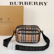 Burberry Vintage Check And Leather Crossbody Bag In Beige