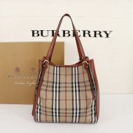 Burberry Vintage Check And Leather Tote In Brown