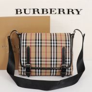 Burberry Vintage Check Medium Burleigh Messenger Bag In Black
