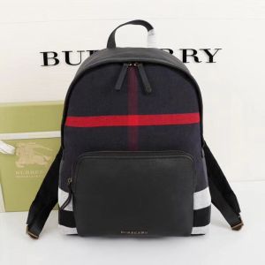 Burberry Abbeydale House Check And Leather Backpack In Navy Blue