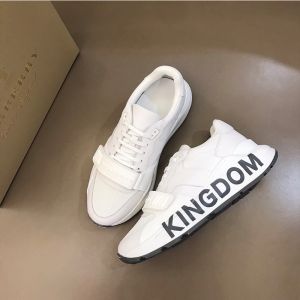 Burberry Kingdom Logo Canvas And Leather Men Sneakers In White