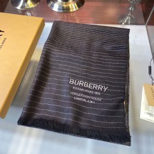 Burberry Cashmere Stripe Scarf In Black