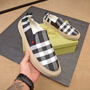 Burberry Check Canvas Men Slip-on Sneakers In Black