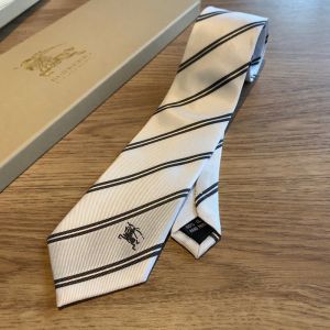 Burberry Classic Cut Striped Silk Jacquard Tie In White