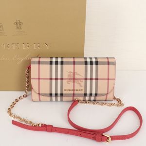Burberry Haymarket Check Henley Wallet With Detachable Strap In Red