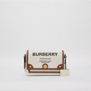 Burberry Horseferry Print Canvas Note Crossbody Bag In White