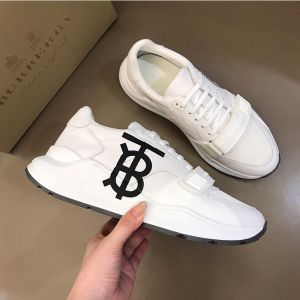 Burberry Logo Detail Canvas And Leather Men Sneakers In White