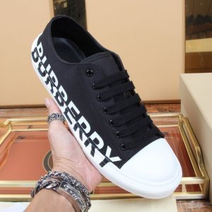 Burberry Logo Print Two-tone Cotton Gabardine Men Sneakers In Black/White