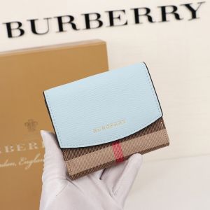 Burberry Luna House Check And Leather Wallet In Blue