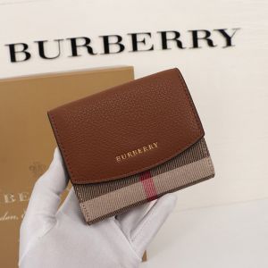 Burberry Luna House Check And Leather Wallet In Brown