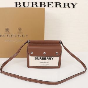 Burberry Mini Horseferry Print Title Bag With Pocket Detail In Brown