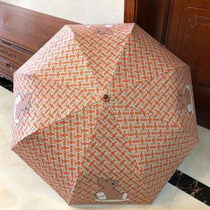 Burberry Monogram Print Bear Folding Umbrella In Orange