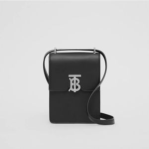 Burberry Monogram Print E-canvas Robin Bag In Black