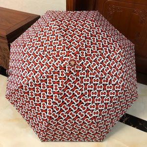 Burberry Monogram Print Folding Umbrella In Red