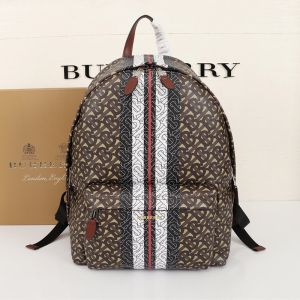Burberry Monogram Stripe Print E-canvas Backpack In Brown