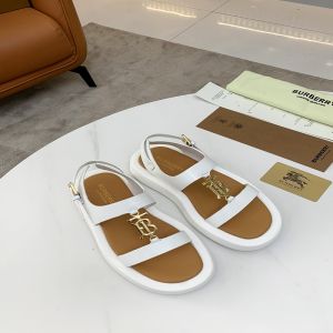 Burberry Monogram Motif Leather Unisex Sandals In White