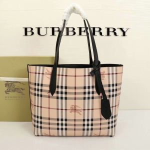 Burberry Small Haymarket Check Reversible Tote In Black