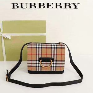 Burberry Small Vintage Check and Leather D-ring Bag In Black